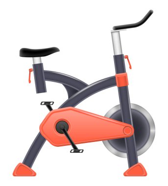 Spor egzersiz bisikleti spor ekipmanları kapalı fitness stok vektör çizimi beyaz arka planda izole