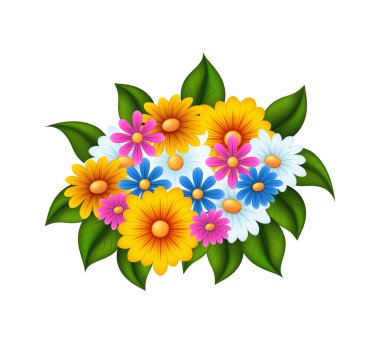 Çiçek demeti vektör çizimi beyaz arkaplanda izole edildi