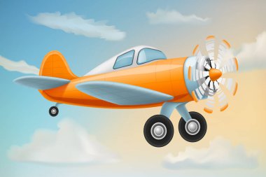 Beyaz arkaplanda izole edilmiş retro uçak vintage eski düzlem vektör illüstrasyon çizimi