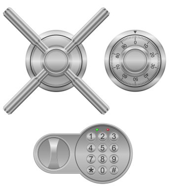 Güvenli depolama ve kapama vektör çizimi için güvenli kilit beyaz arkaplanda izole