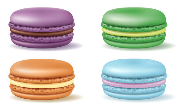 macaron french dessert cookies cake cartoon vector illustration isolated on white background