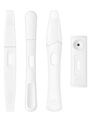 Evde erken gebelik testi beyaz arkaplanda izole edilmiş hisse senedi vektör ilülasyonu