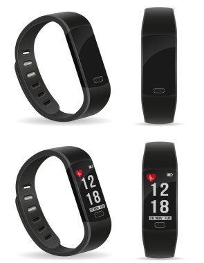 dokunmatik ekran stok vektör illüstrasyonuna sahip dijital akıllı saat beyaz arkaplanda izole edildi