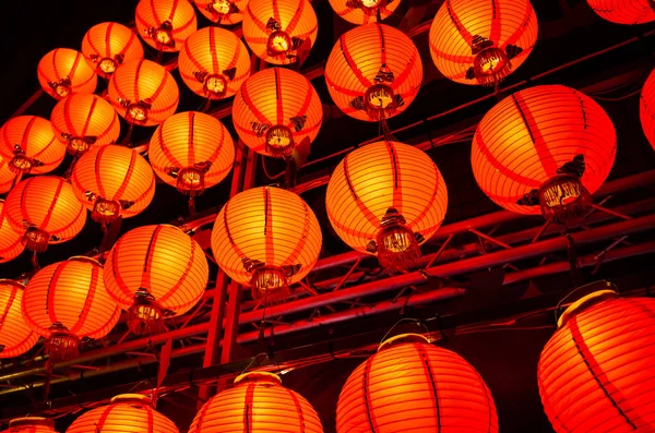 Червоний Ліхтар Висів Уночі Китайському Новому Році — стокове фото