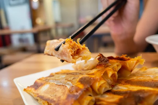 Traditionele Taiwanese Snacks Van Gebakken Knoedel Een Restaurant Taiwan — Stockfoto