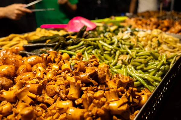 stock image traditional snacks of Taiwanese fried chicken at the street in night marketplace