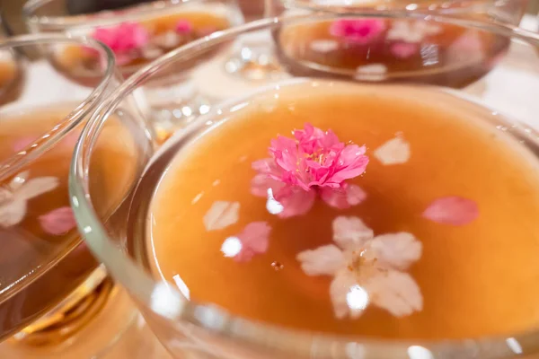 Homemade Dessert Sakura Jelly Cups — Stock Photo, Image