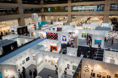 Taipei, Tayvan - 20 Ekim 2019: Art Taipei Expo Taipei, Tayvan 'da Asya Sanatı' nın simgesidir.