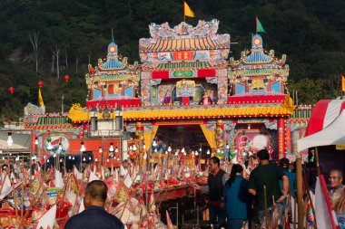 Nantou, Tayvan - 21 Aralık 2019: Shuili Taoizm karnavalı ve fedakarlığı, her 12 yılda bir Shuili Kasabası, Nantou İlçesi, Tayvan