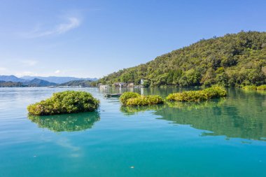 Nantou, Tayvan 'daki ünlü Güneş Ay Gölü manzarası.