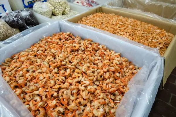 Heap Dried Shrimp Fish Traditional Market Taiwan — Stock Photo, Image