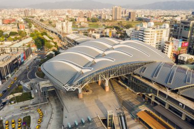 Taichung, Tayvan - 19 Şubat 2020: Taichung Tren İstasyonu, Tayvan, Asya