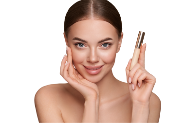 Vakıf şişesi olan güzel bir kadın portresi.