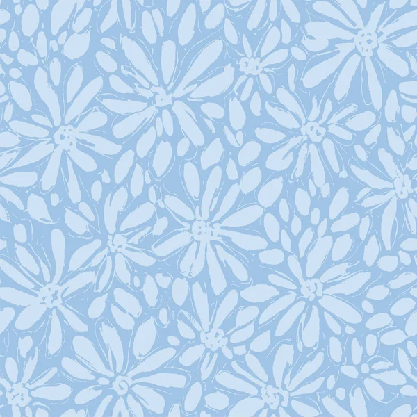 Eine Illustration Einer Blauen Blumen Textur Hintergrund Nahtlos Kachelbar — Stockvektor