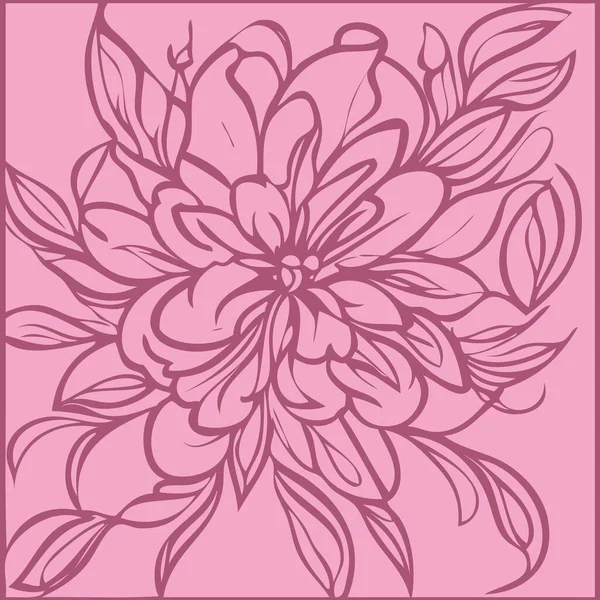ピンクの花のイラストバラの輪郭 — ストックベクタ