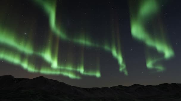 Grüne Polarlichter Mit Sternen — Stockvideo