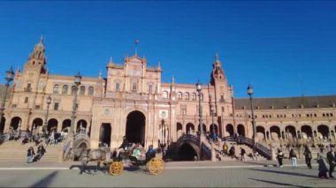 Sevilla, Andalusia, Spain - January 28, 2023: Plaza de Espana horse carriage.