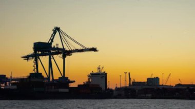 Port of Genoa evening lighting