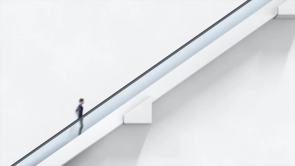 Escalator Upwards White Hall — Stock Video