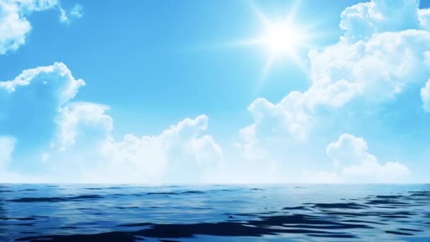 Ciel Avec Nuages Soleil Sur Mer Océan — Video
