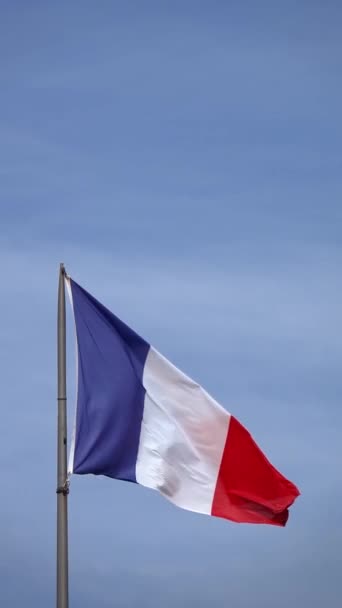 Mavi Gökyüzünün Önünde Fransa Bayrağı — Stok video