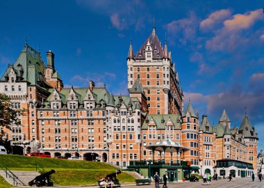 QUEBEC CITY, CANADA - September 5, 2022: Quebec City is known for its Winter Carnival, summer music festival and Saint-Jean-Baptiste Day. In addition, cruise ships add many tourists to the economy. clipart