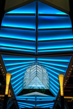 Abstract Lights in Blue and Yellow on a Cruise Ship