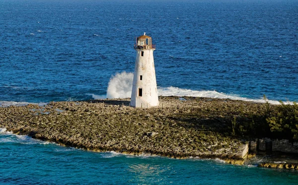 Stara Latarnia Morska Punkcie Ziemi Bahamach Pobliżu Nassau — Zdjęcie stockowe