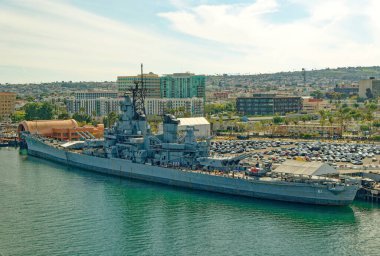 LOS ANGELES - 22 Nisan 2023: USS Iowa emekli bir savaş gemisidir, Iowa sınıfında 2. Dünya Savaşı sırasında Atlantik Okyanusu 'nda görev yapmış tek gemiydi..