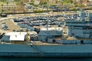 LOS ANGELES - 22 Nisan 2023: USS Iowa emekli bir savaş gemisidir, Iowa sınıfında 2. Dünya Savaşı sırasında Atlantik Okyanusu 'nda görev yapmış tek gemiydi..