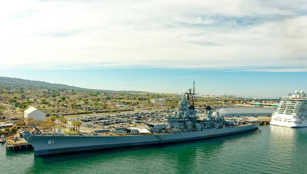 LOS ANGELES - 22 Nisan 2023: USS Iowa emekli bir savaş gemisidir, Iowa sınıfında 2. Dünya Savaşı sırasında Atlantik Okyanusu 'nda görev yapmış tek gemiydi..