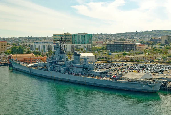 stock image LOS ANGELES - April 22, 2023: The USS Iowa is a retired battleship, Iowa was the only ship of her class to have served in the Atlantic Ocean during World War II.