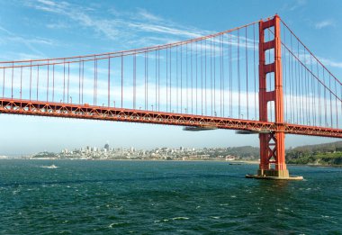 SAN FRANCISCO, CALIFORNIA - 24 Nisan 2023: The Golden Gate Bridge Frommers seyahat rehberinde muhtemelen dünyanın en güzel, kesinlikle en çok fotoğraflanmış köprüsü olarak tanımlanmıştır.