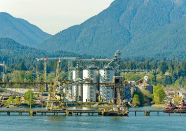 VANCOUVER, BRITISH COLUMBIA - 3 Mayıs 2023: Vancouver, Britanya Kolumbiyası 'nın hareketli bir batı kıyısı limanı, Kanada' nın en yoğun ve etnik çeşitliliğe sahip şehirleri arasındadır..