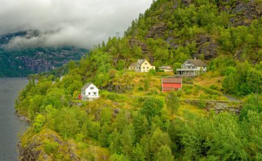 BERGEN, NORway - 28 Ağustos 2023: Norveç 'in batı kıyısındaki Bergen yedi dağlık şehir olarak bilinir. Norveç 'in en işlek limanıdır ve yılda yaklaşık 500 bin yolcusu vardır.