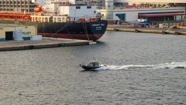 Fort Lauder DERDALE, FLORIDA - 1 Aralık 2023: Port Everglades, hem uluslararası ticaret hem de gemi seyahatlerinin kapısı olduğu için Güney Floridas 'ın önde gelen ekonomik motorlarından biridir..