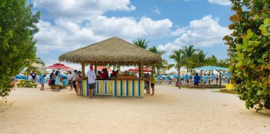 COCO CAY, BAHAMAS - 1 Şubat 2024: Coco Cay, Bahamalar 'da bulunan bir liman. Kraliyet Karayipleri 'ne kiralanmış özel bir adadır. Üç yolcu gemisinin yolcuları için kiralanır..