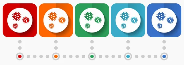 Virus Coronavirus Covid Infection Vector Icons Infographic Template Set Flat — Stock Vector