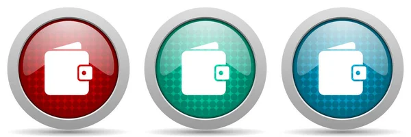 Purse Wallet Vector Icon Set Glossy 콜렉션 — 스톡 벡터