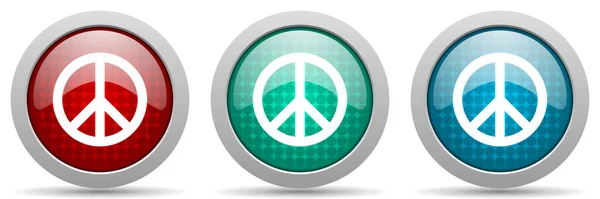Peace Vector Icon Set Hochglanz Web Tasten Kollektion — Stockvektor