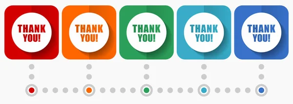 Thank You Vector Icons Infographic Template Set Flat Design Symbols — Stock Vector