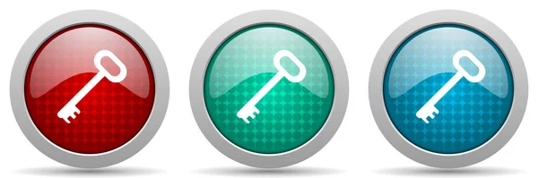 Schlüsselvektorsymbolset Hochglanz Web Buttons Sammlung — Stockvektor