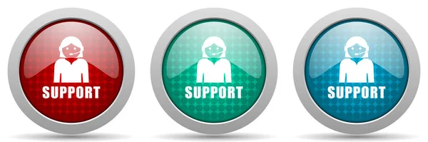 Támogatás Vektor Ikon Készlet Fényes Web Gombok Gyűjtemény — Stock Vector