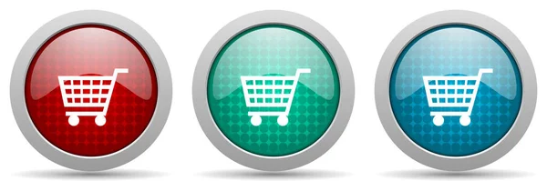 Carrinho Compras Loja Conjunto Ícones Vetor Carrinho Coleção Botões Web —  Vetores de Stock