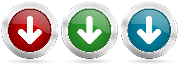 Seta Para Baixo Conjunto Ícone Vetor Download Red Azul Verde — Vetor de Stock