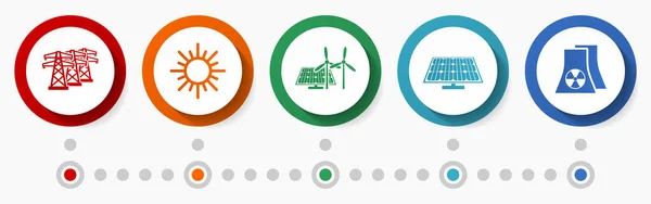 Renewable Energy Vector Icon Set Power Concept Flat Design Web — Stockvector
