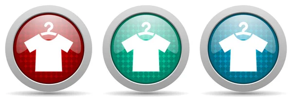 Moda Zestaw Ikon Wektorowych Koszuli Błyszcząca Kolekcja Przycisków Internetowych — Wektor stockowy