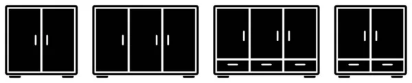 Nábytek Vektorové Ikony Sada Kolekce Symbolů Skříně Izolované Bílém Pozadí — Stockový vektor