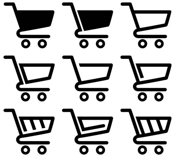 购物车向量图标集 市场符号集合 独立于白色背景 — 图库矢量图片