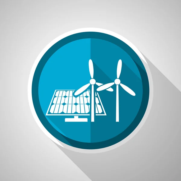 Szél Napenergia Megújuló Energiaforrások Szimbóluma Lapos Design Vektor Kék Ikon — Stock Vector